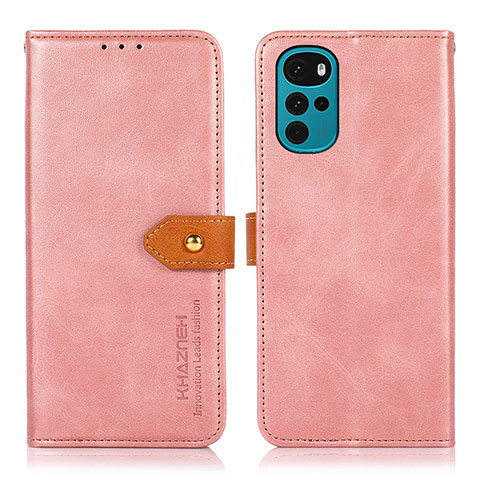 Handytasche Stand Schutzhülle Flip Leder Hülle N07P für Motorola Moto G22 Rosa