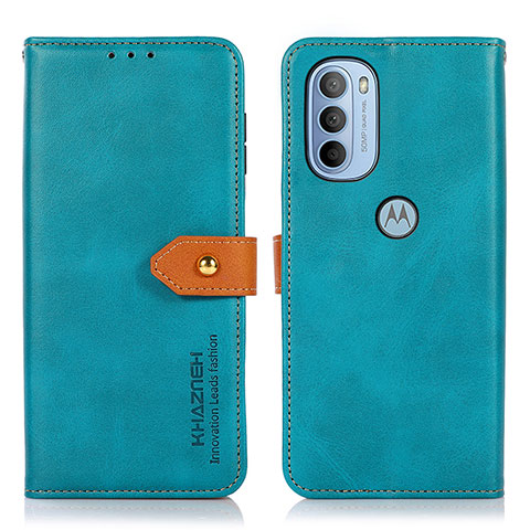 Handytasche Stand Schutzhülle Flip Leder Hülle N07P für Motorola Moto G31 Cyan