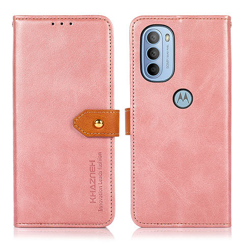 Handytasche Stand Schutzhülle Flip Leder Hülle N07P für Motorola Moto G31 Rosa