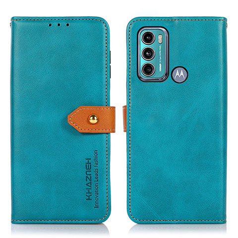 Handytasche Stand Schutzhülle Flip Leder Hülle N07P für Motorola Moto G40 Fusion Cyan