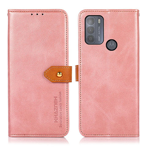 Handytasche Stand Schutzhülle Flip Leder Hülle N07P für Motorola Moto G50 Rosa