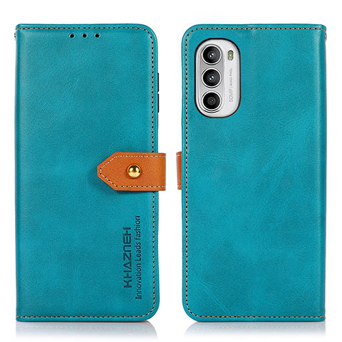 Handytasche Stand Schutzhülle Flip Leder Hülle N07P für Motorola MOTO G52 Cyan