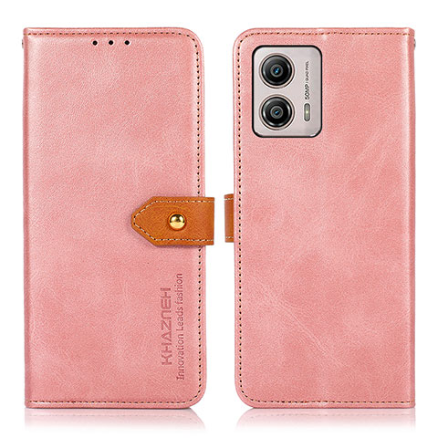 Handytasche Stand Schutzhülle Flip Leder Hülle N07P für Motorola Moto G53j 5G Rosa