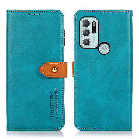 Handytasche Stand Schutzhülle Flip Leder Hülle N07P für Motorola Moto G60s Cyan