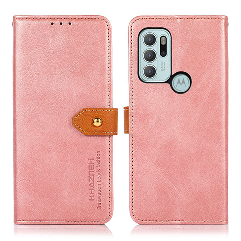 Handytasche Stand Schutzhülle Flip Leder Hülle N07P für Motorola Moto G60s Rosa