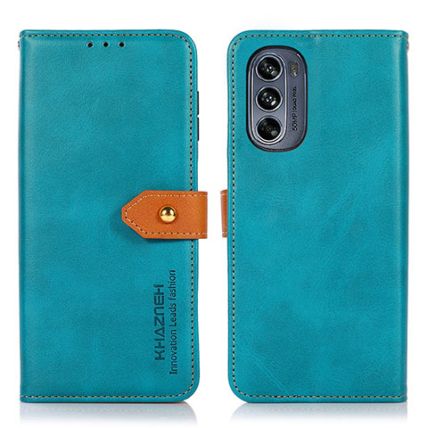 Handytasche Stand Schutzhülle Flip Leder Hülle N07P für Motorola Moto G62 5G Cyan