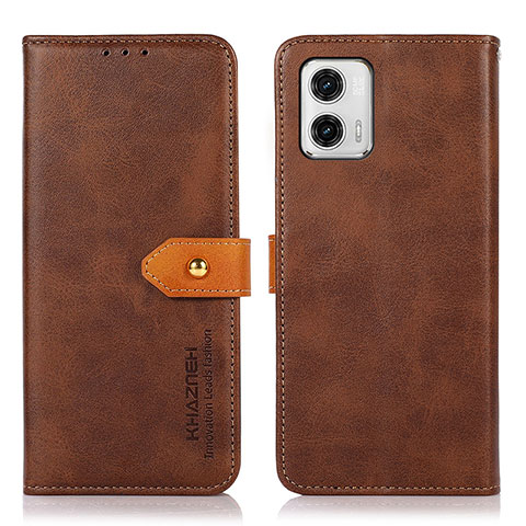 Handytasche Stand Schutzhülle Flip Leder Hülle N07P für Motorola Moto G73 5G Braun