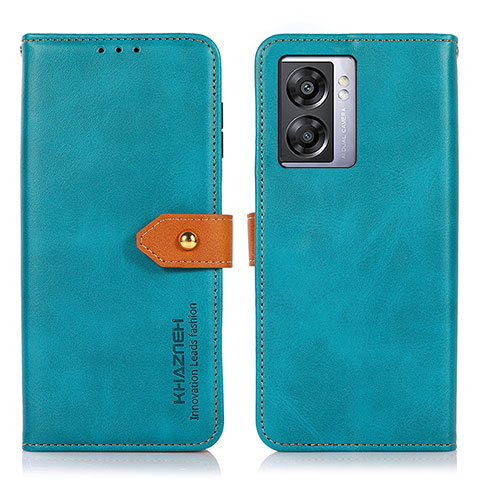 Handytasche Stand Schutzhülle Flip Leder Hülle N07P für Oppo A56S 5G Cyan