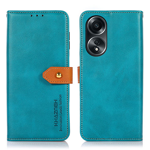 Handytasche Stand Schutzhülle Flip Leder Hülle N07P für Oppo A58 4G Cyan