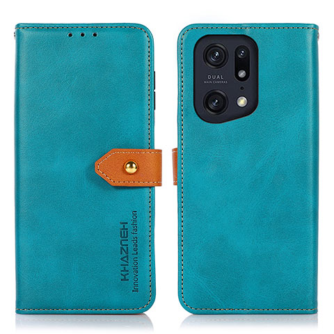 Handytasche Stand Schutzhülle Flip Leder Hülle N07P für Oppo Find X5 Pro 5G Cyan