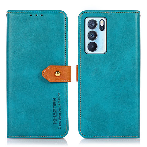 Handytasche Stand Schutzhülle Flip Leder Hülle N07P für Oppo Reno6 Pro 5G India Cyan