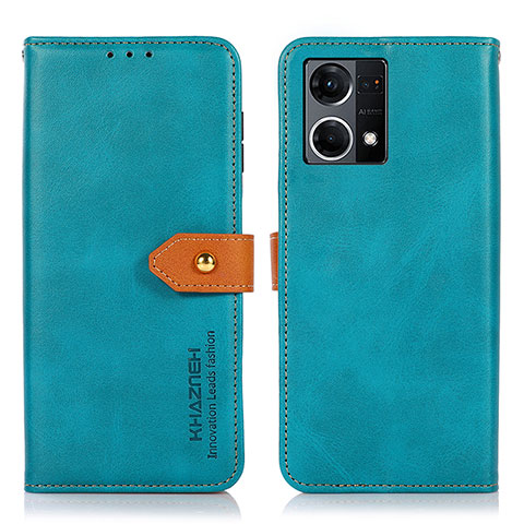 Handytasche Stand Schutzhülle Flip Leder Hülle N07P für Oppo Reno7 4G Cyan