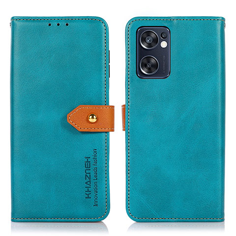 Handytasche Stand Schutzhülle Flip Leder Hülle N07P für Oppo Reno7 SE 5G Cyan