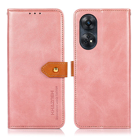 Handytasche Stand Schutzhülle Flip Leder Hülle N07P für Oppo Reno8 T 4G Rosa