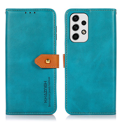 Handytasche Stand Schutzhülle Flip Leder Hülle N07P für Samsung Galaxy A23 4G Cyan