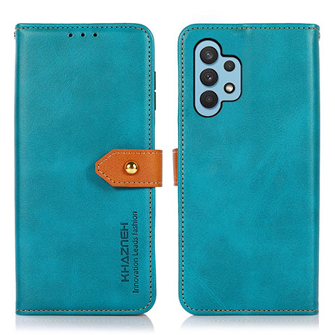 Handytasche Stand Schutzhülle Flip Leder Hülle N07P für Samsung Galaxy A32 5G Cyan