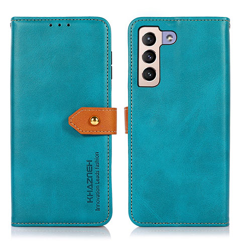 Handytasche Stand Schutzhülle Flip Leder Hülle N07P für Samsung Galaxy S21 5G Cyan