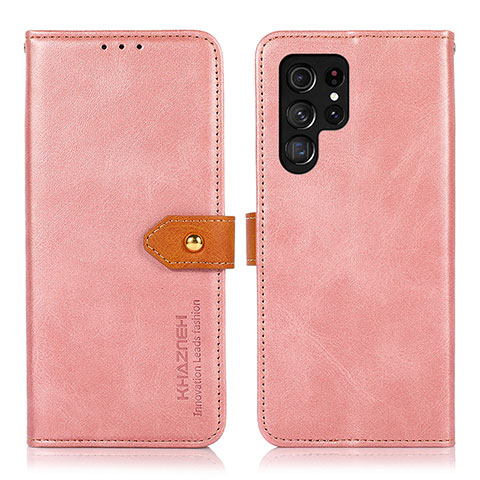 Handytasche Stand Schutzhülle Flip Leder Hülle N07P für Samsung Galaxy S22 Ultra 5G Rosa