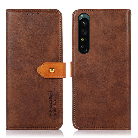 Handytasche Stand Schutzhülle Flip Leder Hülle N07P für Sony Xperia 1 III Braun