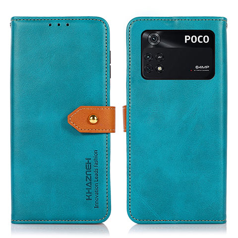 Handytasche Stand Schutzhülle Flip Leder Hülle N07P für Xiaomi Poco M4 Pro 4G Cyan