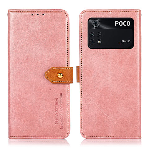 Handytasche Stand Schutzhülle Flip Leder Hülle N07P für Xiaomi Poco M4 Pro 4G Rosa