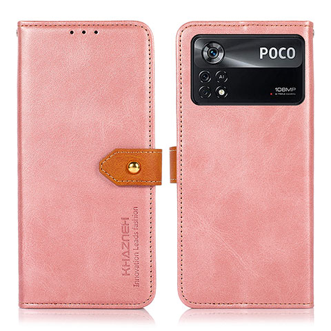 Handytasche Stand Schutzhülle Flip Leder Hülle N07P für Xiaomi Poco X4 Pro 5G Rosa