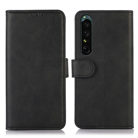 Handytasche Stand Schutzhülle Flip Leder Hülle N08P für Sony Xperia 1 IV Schwarz