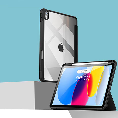 Handytasche Stand Schutzhülle Flip Leder Hülle P01 für Apple iPad 10.9 (2022) Schwarz