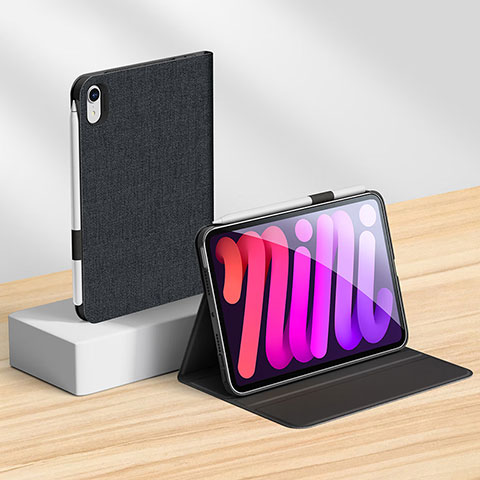 Handytasche Stand Schutzhülle Flip Leder Hülle P07 für Apple iPad Mini 6 Schwarz