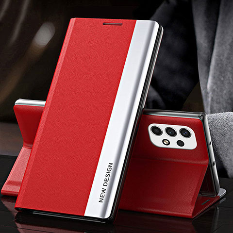 Handytasche Stand Schutzhülle Flip Leder Hülle Q01H für Samsung Galaxy A73 5G Rot