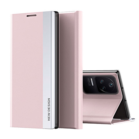 Handytasche Stand Schutzhülle Flip Leder Hülle Q01H für Xiaomi Poco F4 5G Rosegold