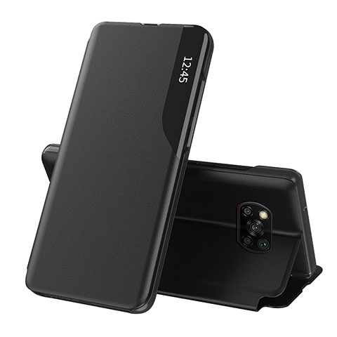 Handytasche Stand Schutzhülle Flip Leder Hülle Q01H für Xiaomi Poco X3 Schwarz