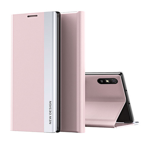 Handytasche Stand Schutzhülle Flip Leder Hülle Q01H für Xiaomi Redmi 9AT Rosegold