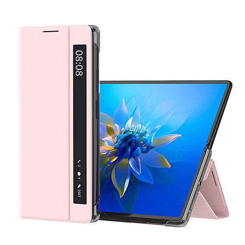 Handytasche Stand Schutzhülle Flip Leder Hülle QH1 für Huawei Mate X2 Rosegold