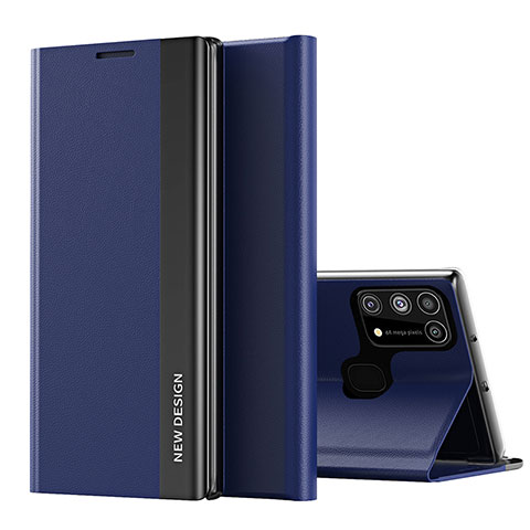 Handytasche Stand Schutzhülle Flip Leder Hülle QH1 für Samsung Galaxy M31 Prime Edition Blau