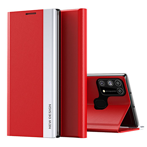 Handytasche Stand Schutzhülle Flip Leder Hülle QH1 für Samsung Galaxy M31 Prime Edition Rot