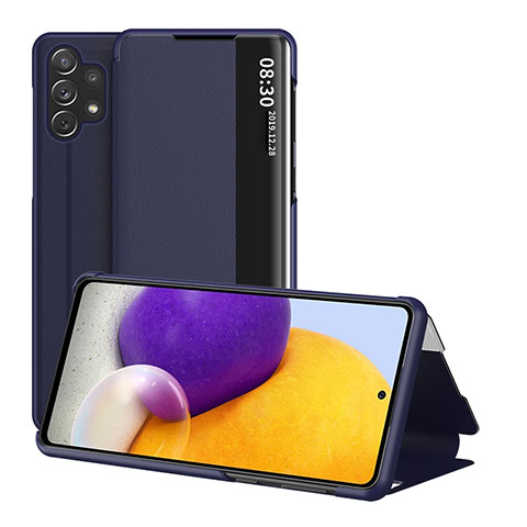 Handytasche Stand Schutzhülle Flip Leder Hülle QH1 für Samsung Galaxy M32 5G Blau