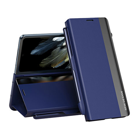 Handytasche Stand Schutzhülle Flip Leder Hülle QH2 für Oppo Find N3 5G Blau