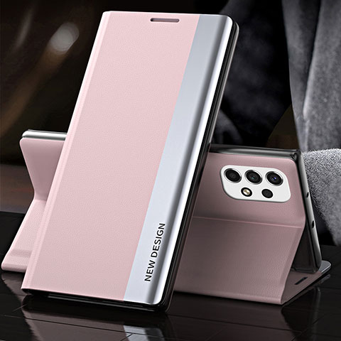 Handytasche Stand Schutzhülle Flip Leder Hülle QH2 für Samsung Galaxy A23 4G Rosegold