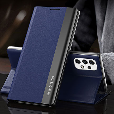 Handytasche Stand Schutzhülle Flip Leder Hülle QH2 für Samsung Galaxy A33 5G Blau