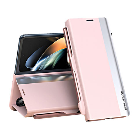 Handytasche Stand Schutzhülle Flip Leder Hülle QH2 für Samsung Galaxy Z Fold5 5G Rosegold