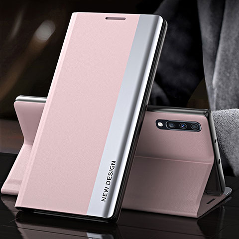 Handytasche Stand Schutzhülle Flip Leder Hülle QH3 für Samsung Galaxy A70S Rosegold