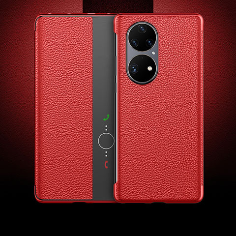 Handytasche Stand Schutzhülle Flip Leder Hülle QK3 für Huawei P50 Pro Rot