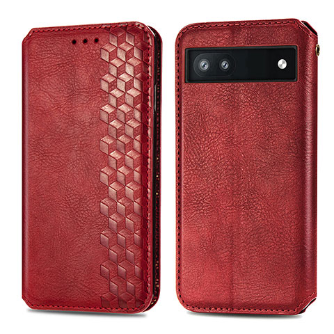 Handytasche Stand Schutzhülle Flip Leder Hülle S01D für Google Pixel 6a 5G Rot