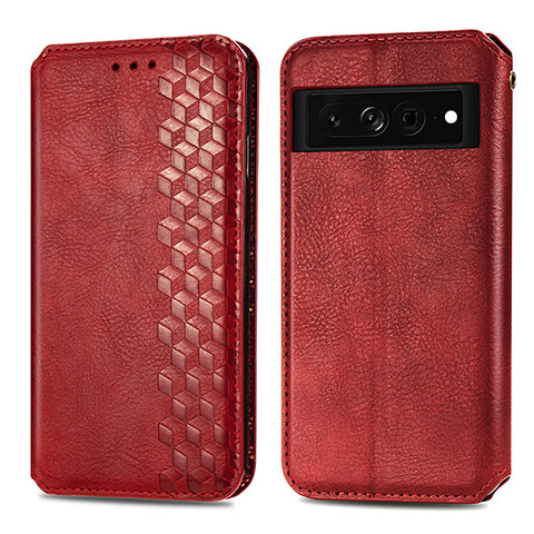 Handytasche Stand Schutzhülle Flip Leder Hülle S01D für Google Pixel 7 Pro 5G Rot