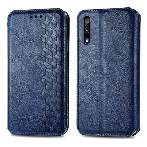 Handytasche Stand Schutzhülle Flip Leder Hülle S01D für Huawei Honor 9X Blau