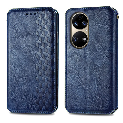 Handytasche Stand Schutzhülle Flip Leder Hülle S01D für Huawei P50 Pro Blau