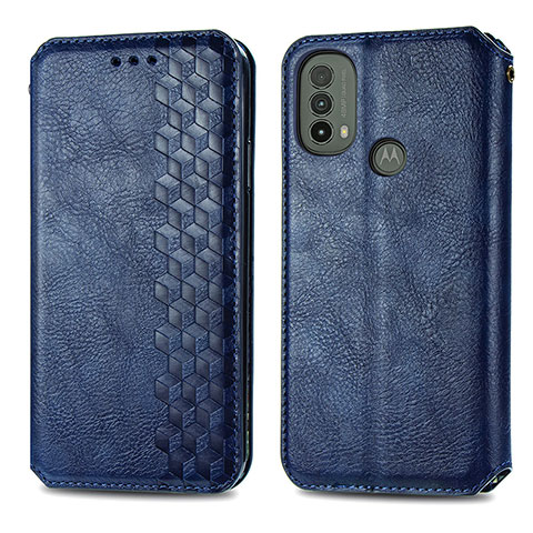 Handytasche Stand Schutzhülle Flip Leder Hülle S01D für Motorola Moto E20 Blau