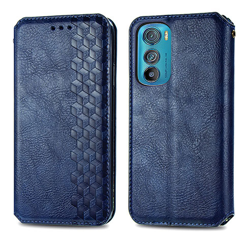 Handytasche Stand Schutzhülle Flip Leder Hülle S01D für Motorola Moto Edge 30 5G Blau