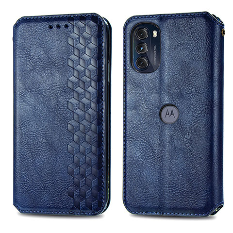 Handytasche Stand Schutzhülle Flip Leder Hülle S01D für Motorola Moto G 5G (2022) Blau